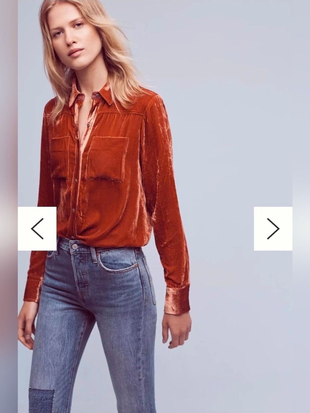 Anthropologie Holding Horses Viscose/Silk Button Down Shirt In Burnt Orange Sz S
